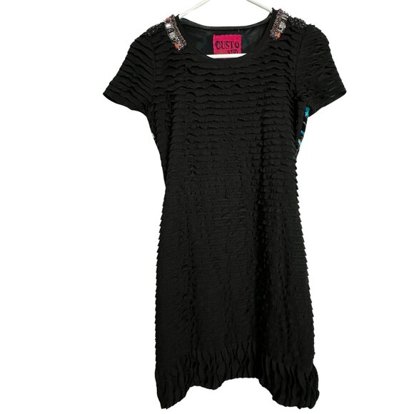 CUSTO Barcelona Black and Blue Ruffled Mini Dress Size: XS - Picture 2 of 13